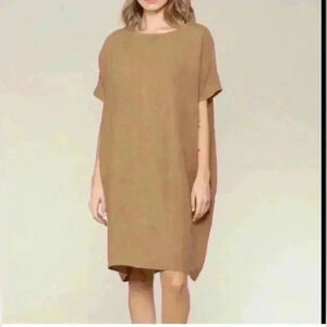 Filosofia linen taupe tan Oversized dress sz small